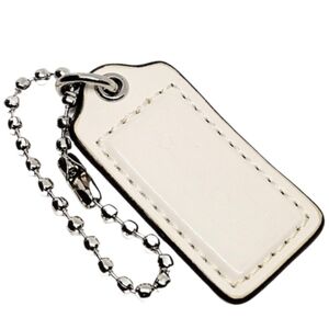 🤍 Y2K Coach Med 2" Bone White Patent Leather Hangtag Charm Fob Charm Pendant